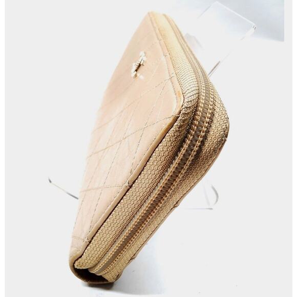 Authentic Gold Leather Chanel Textured CC Long Zip Around Wallet - Picture 4 of 10